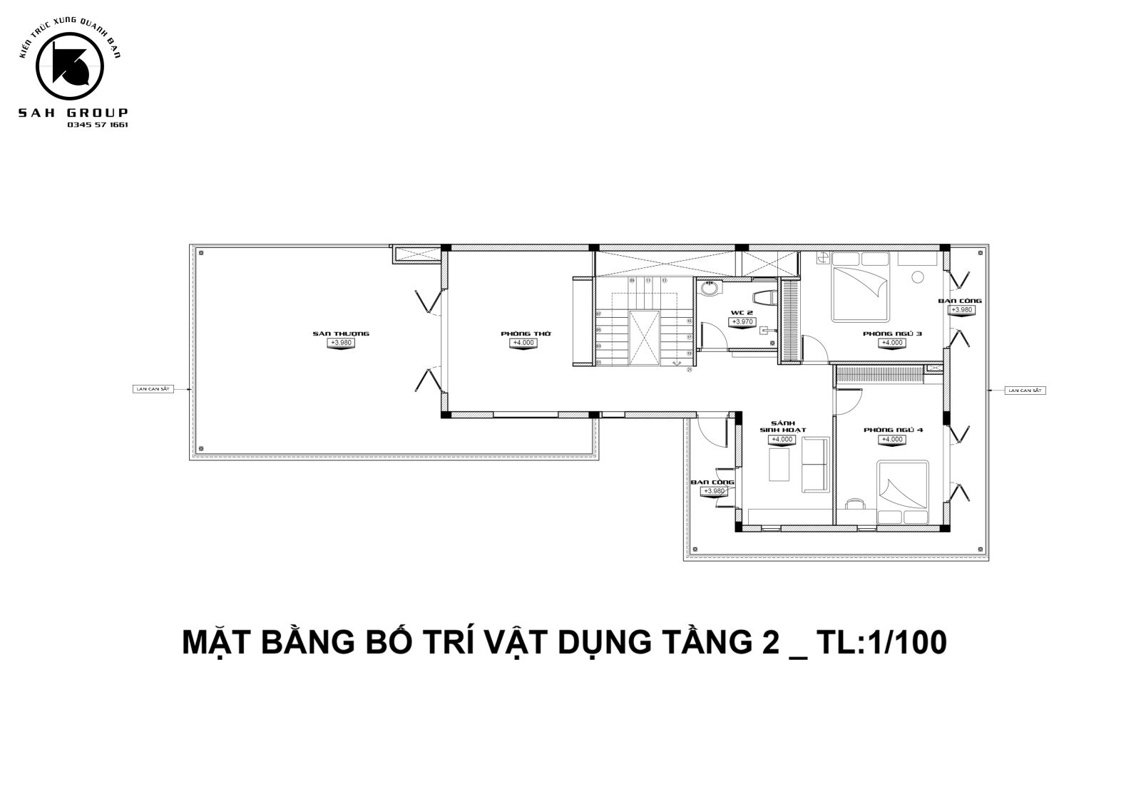 Mặt bằng bố trí Tầng 2