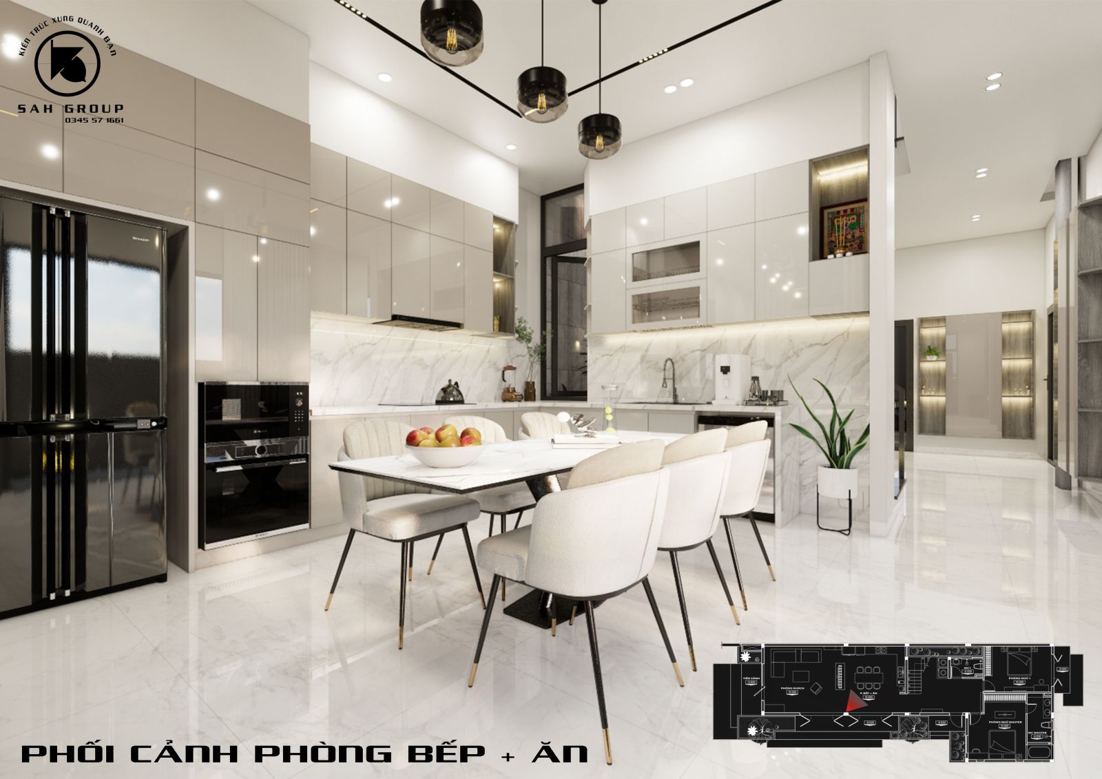 Phối cảnh phòng bếp và ăn