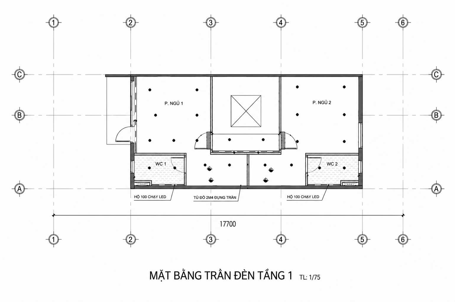 Mặt Bằng Trần Đèn Tầng 1