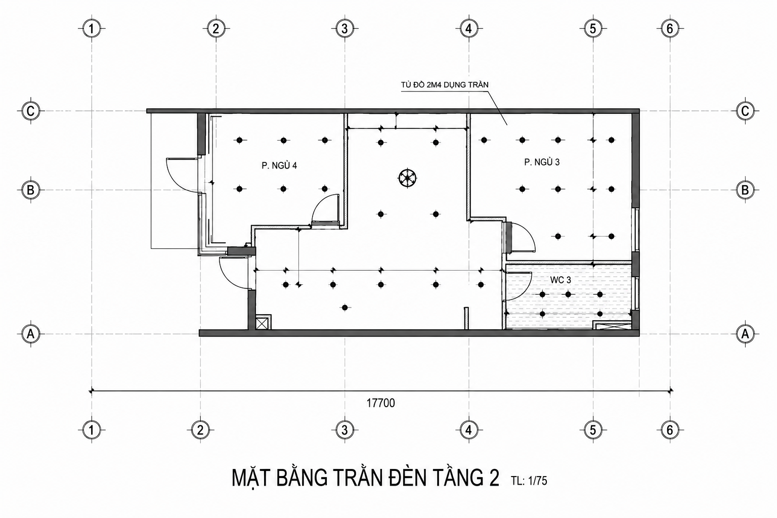 Mặt Bằng Trần Đèn Tầng 2