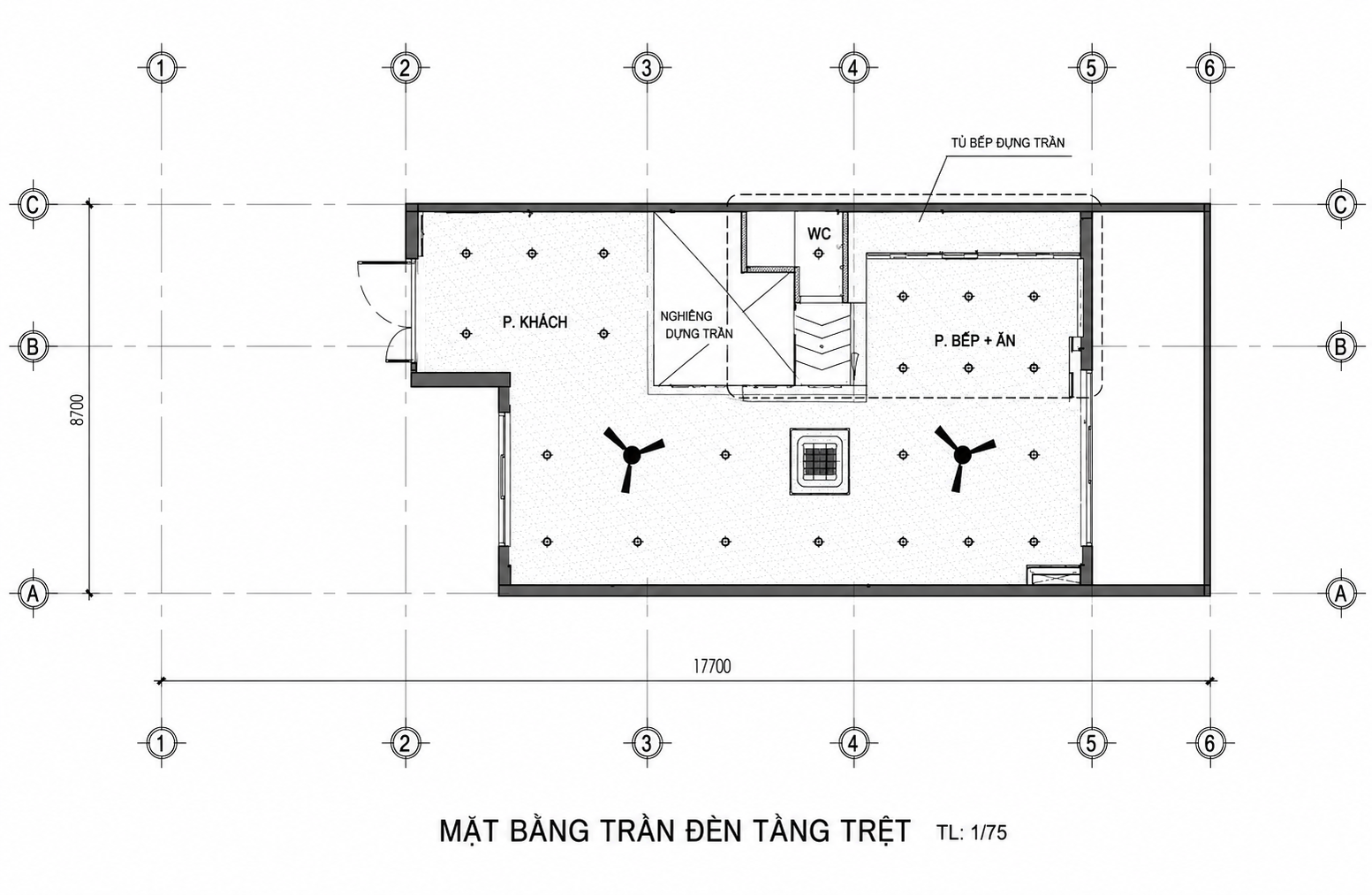 Mặt Bằng Trần Đèn Tầng Trệt